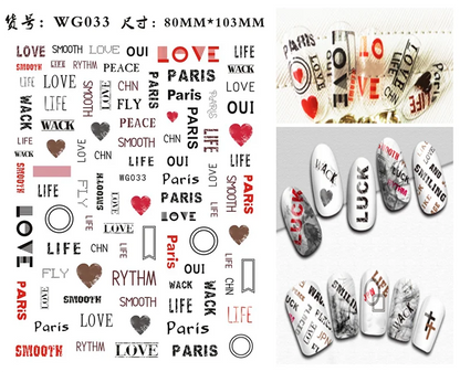 Nail Art Stickers Alphabet Sticker Letter Stickers Transfers Black Old English Font Letter Goth Gothic Nail Sticker Decoration