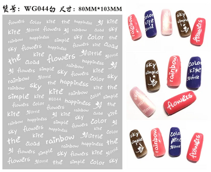 Nail Art Stickers Alphabet Sticker Letter Stickers Transfers Black Old English Font Letter Goth Gothic Nail Sticker Decoration