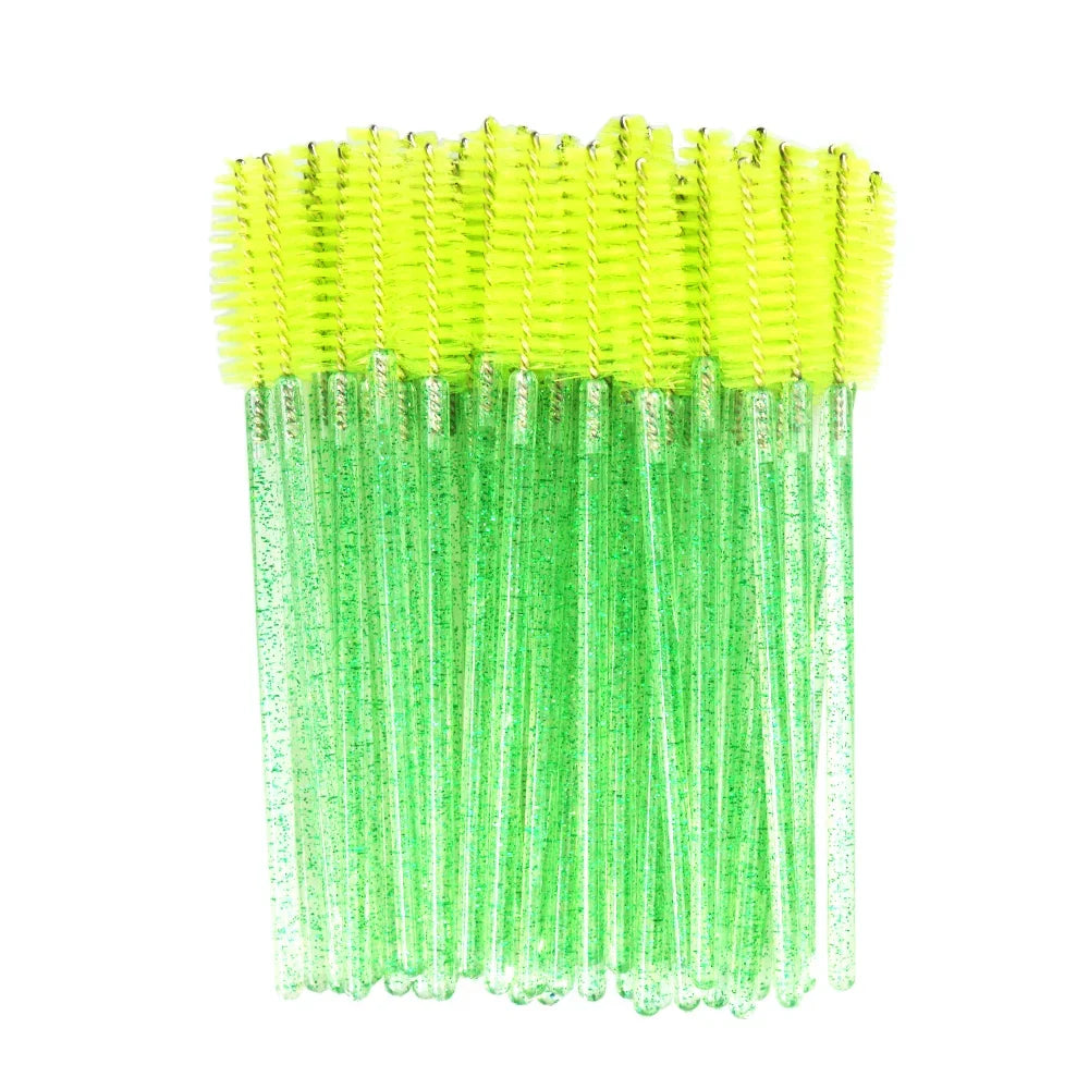 QSTY eyelash brush makeup brushes 50pcs individual disposable mascara applicator comb wand lash makeup brushes tools 6 colors
