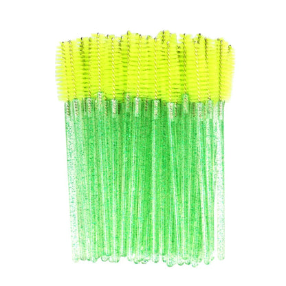QSTY eyelash brush makeup brushes 50pcs individual disposable mascara applicator comb wand lash makeup brushes tools 6 colors