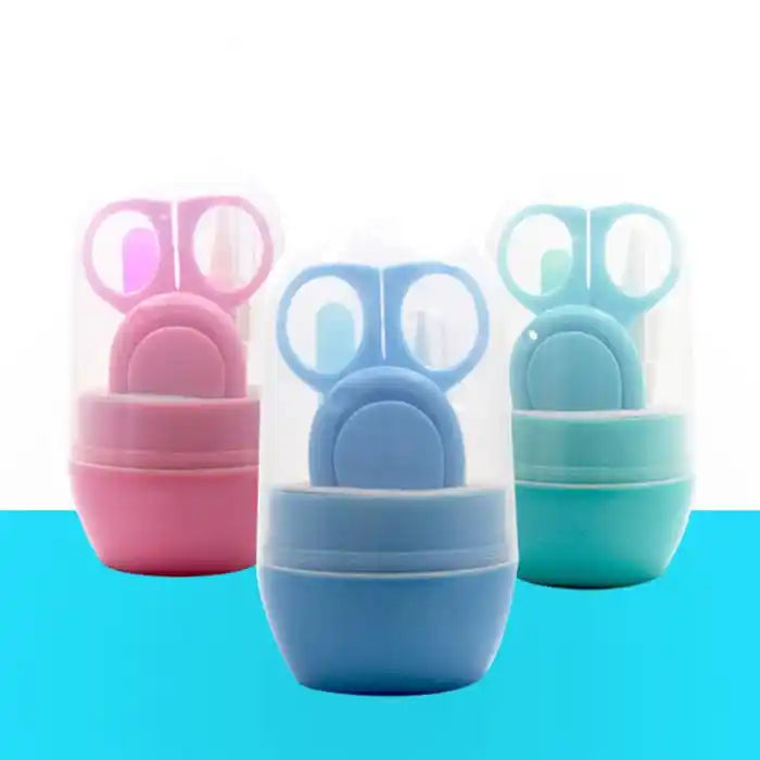 4 Pcs Baby Manicure Set Plastic Stainless Steel Finger Toe Nail Clipper Scissor Cutter Kit Children Kids Nails Care Tool