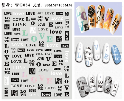 Nail Art Stickers Alphabet Sticker Letter Stickers Transfers Black Old English Font Letter Goth Gothic Nail Sticker Decoration