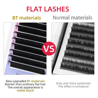 AGUUD Matte Dark Black Ellipse Flat Lashes 0.15 0.20 B C CC D DD Double Split Tip Individual Flat False Eyelashes Makeup Cilia