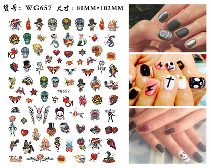 Nail Sticker Snake  Dragon Butterfly Black Multicolor Decals Nail Art Tattoo Slider Water Transfer Letter Nails Art Decoration