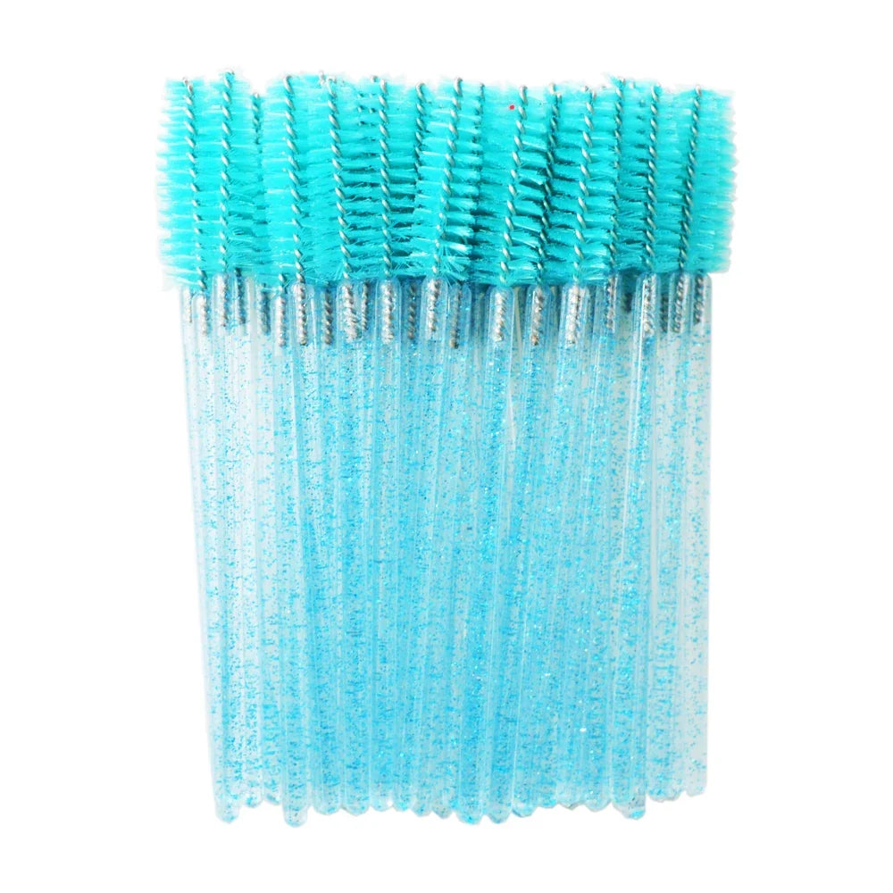 QSTY eyelash brush makeup brushes 50pcs individual disposable mascara applicator comb wand lash makeup brushes tools 6 colors