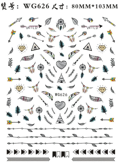 Nail Sticker Snake  Dragon Butterfly Black Multicolor Decals Nail Art Tattoo Slider Water Transfer Letter Nails Art Decoration
