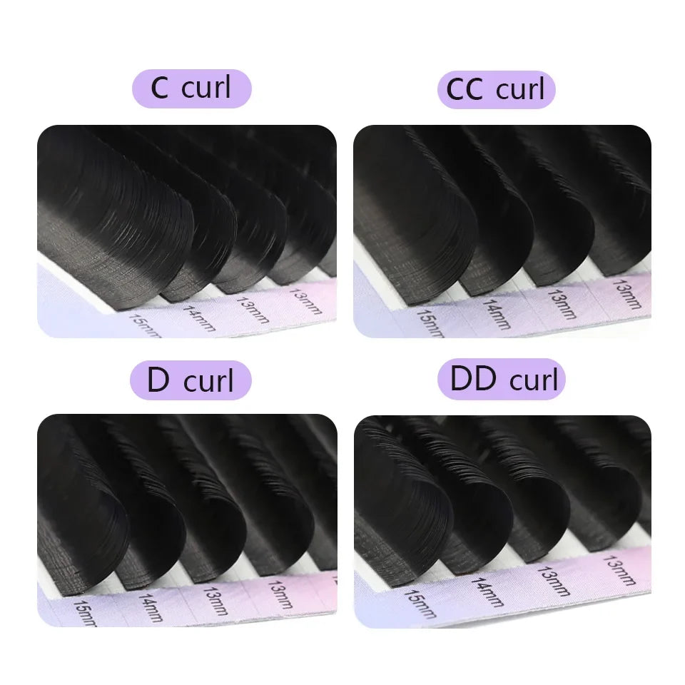 AGUUD Matte Dark Black Ellipse Flat Lashes 0.15 0.20 B C CC D DD Double Split Tip Individual Flat False Eyelashes Makeup Cilia