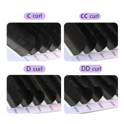 AGUUD Matte Dark Black Ellipse Flat Lashes 0.15 0.20 B C CC D DD Double Split Tip Individual Flat False Eyelashes Makeup Cilia