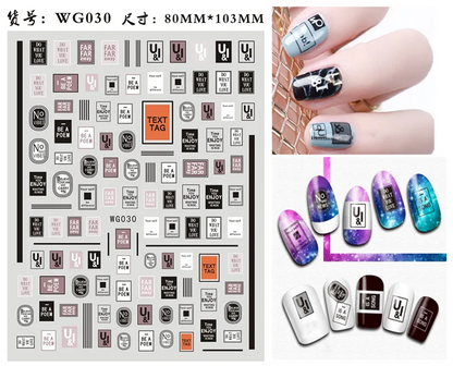 Nail Art Stickers Alphabet Sticker Letter Stickers Transfers Black Old English Font Letter Goth Gothic Nail Sticker Decoration