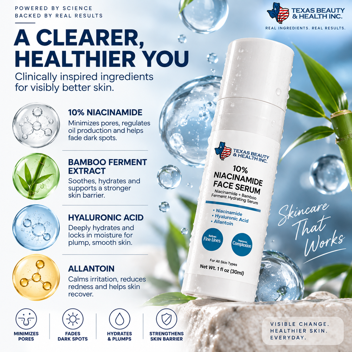 10% Niacinamide Serum for Glowing, Pore-Minimized Skin | Hydrating Face Serum with Hyaluronic Acid