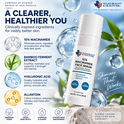 10% Niacinamide Serum for Glowing, Pore-Minimized Skin | Hydrating Face Serum with Hyaluronic Acid