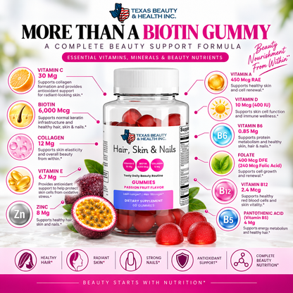 Hair, Skin & Nails Gummies with Collagen & Biotin – Beauty Support for Women