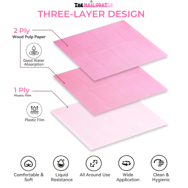 TheNailGoatCo 50PC Disposable Dental Bibs for Nail Professionals
