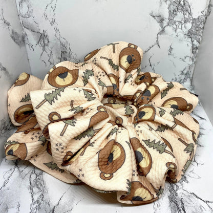 Bear and Pine Tree Fall Bullet Scrunchie