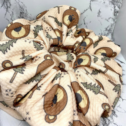 Bear and Pine Tree Fall Bullet Scrunchie