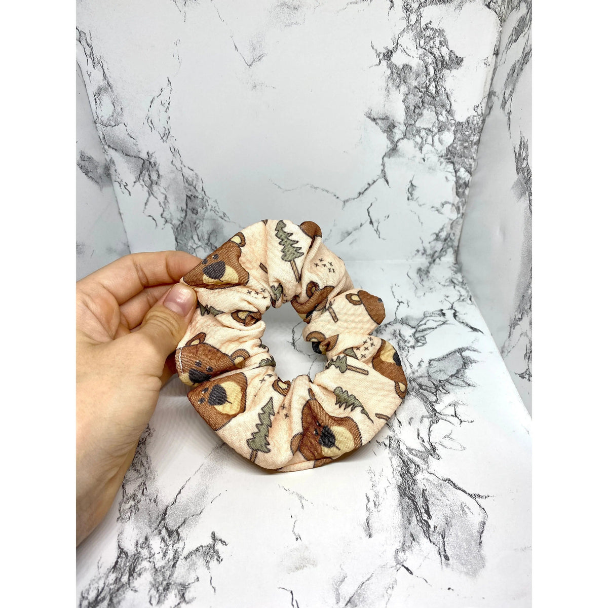 Mini Bear and Pine Tree Bullet Scrunchie