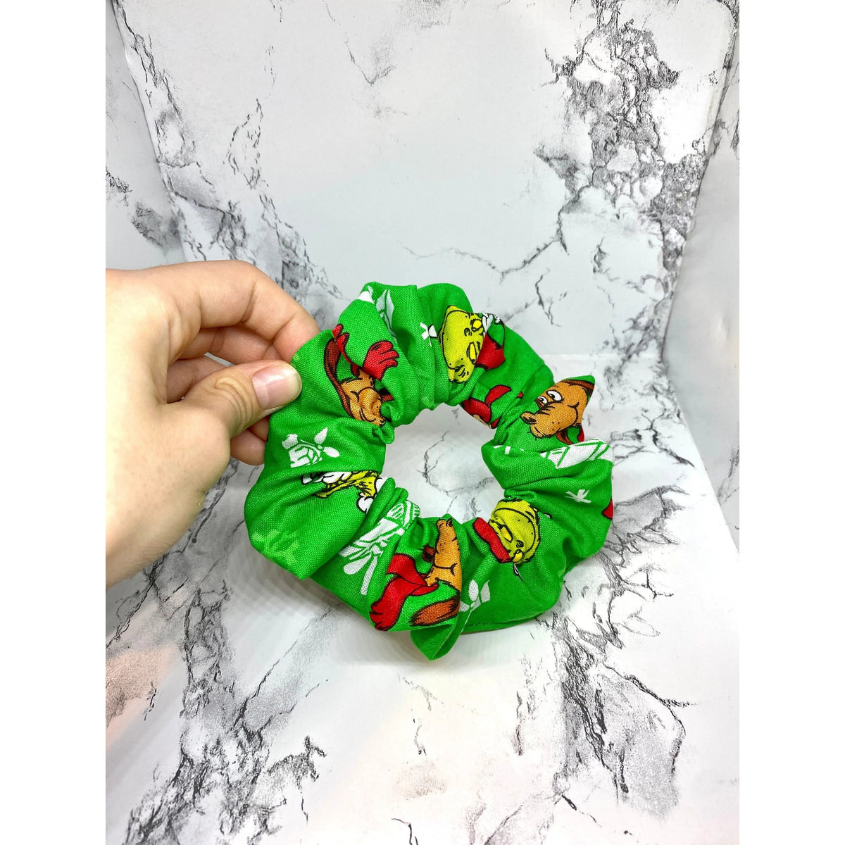 Mini Green Grinch and Max Christmas Scrunchie