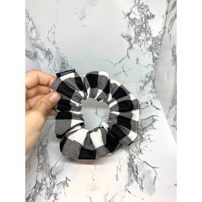 Mini Black and White Buffalo Christmas Scrunchie