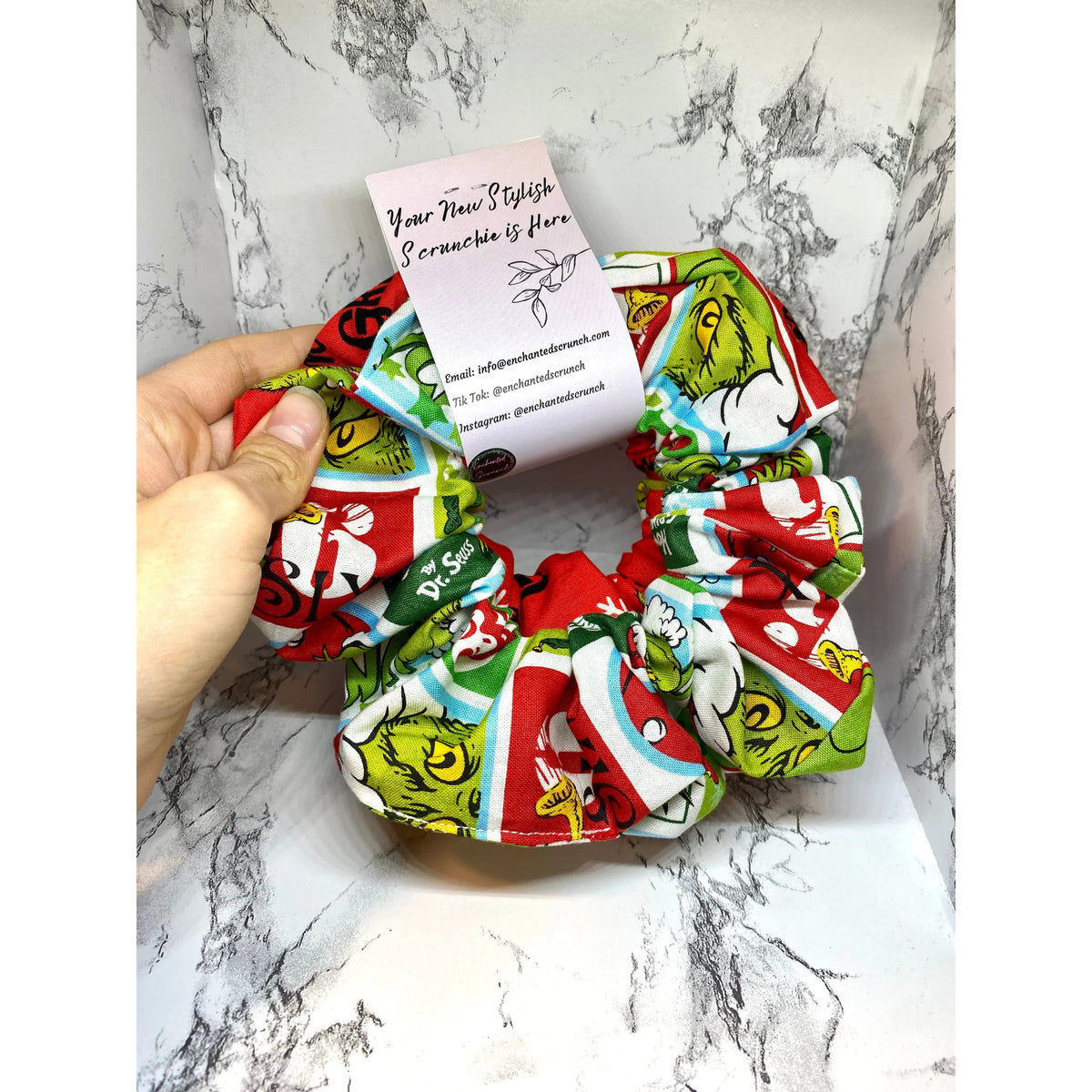 Green and Red Grinch Christmas Set Scrunchie