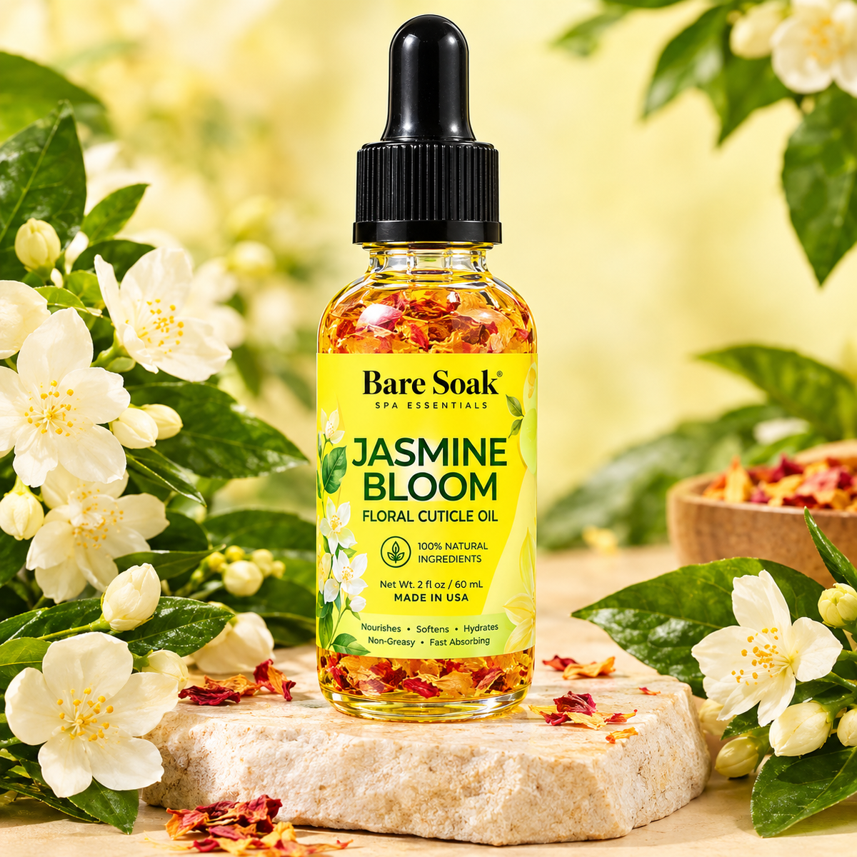 BARE SOAK CUTICLE OIL 2OZ. - JASMINE BLOOM