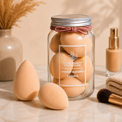 Texas Beauty & Health Super Soft Makeup Sponge Set in Travel Jar | Nude Color | Flawless Foundation Blending