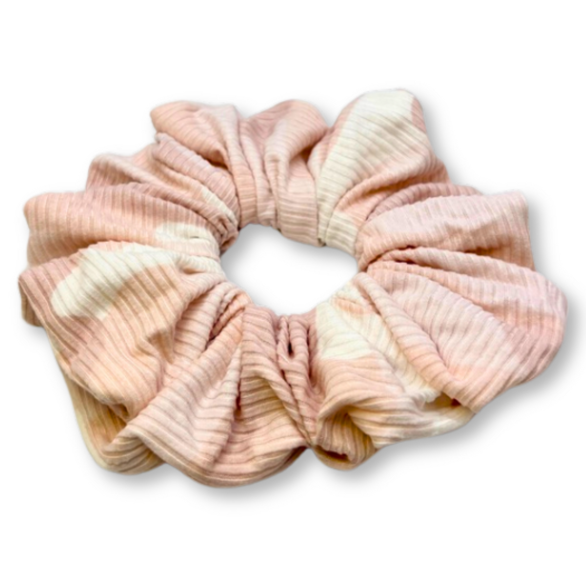 Light Pink Tie Dye Ribbed Scrunchie
