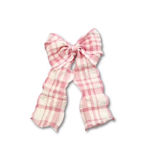 Pink Gingham Spring Double Bow