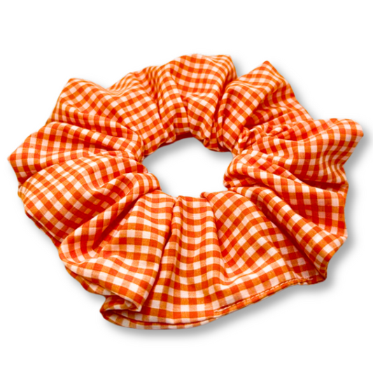Orange Gingham Spring Scrunchie