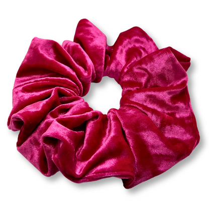 Bright Pink Crushed Velvet Scrunchie