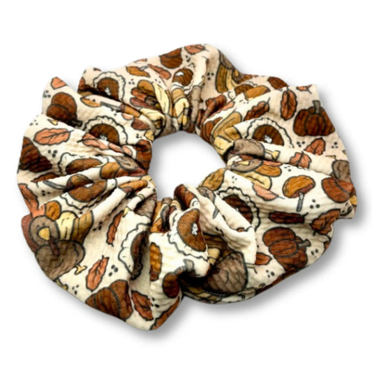 Turkey and Pie Thanksgiving Bullet Scrunchie
