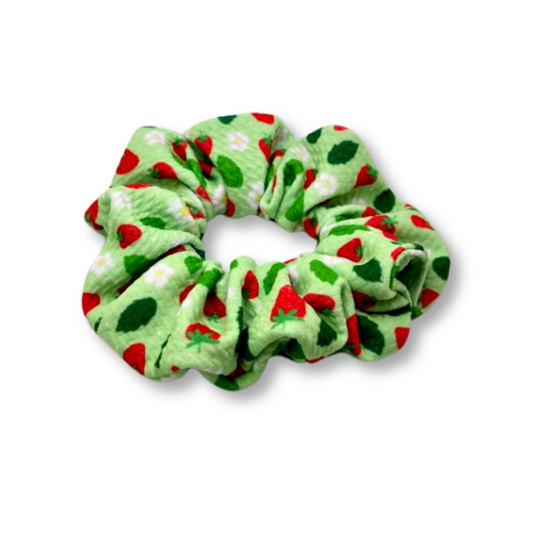 Mini Green Strawberry Spring Bullet Scrunchie