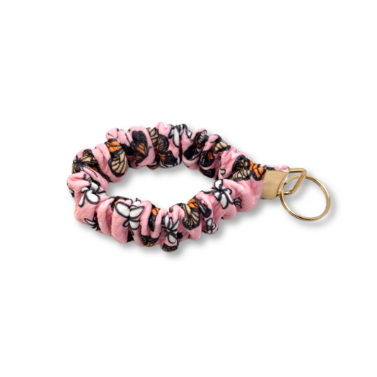 Pink Butterfly Spring Scrunchie Wristlet