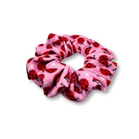 Mini Pink Ladybug Spring Bullet Scrunchie