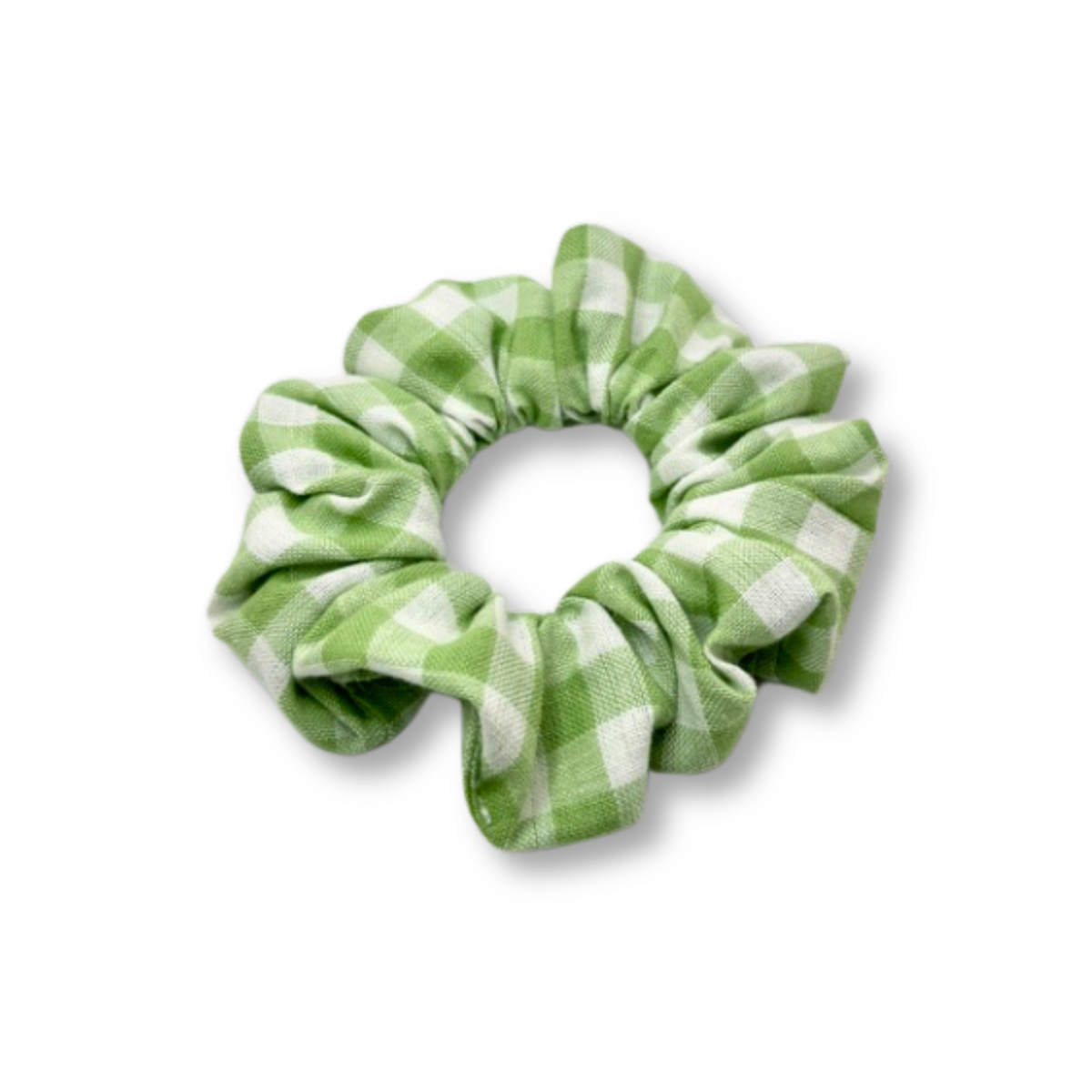 Mini Light Green Gingham Spring Scrunchie