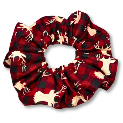 Reindeer Buffalo Christmas Scrunchie