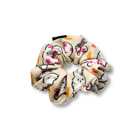 Mini Beige Flower Peep Easter Bullet Scrunchie