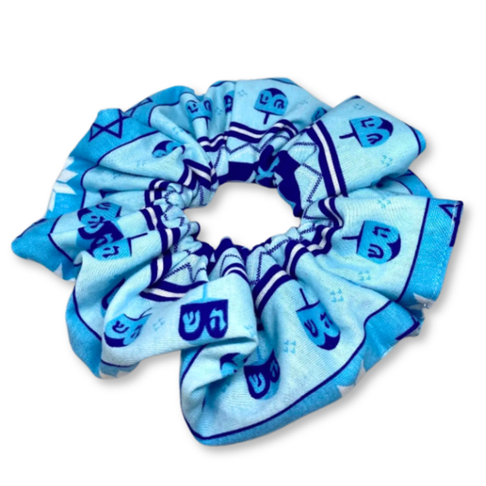 Blue Hanukkah Scrunchie