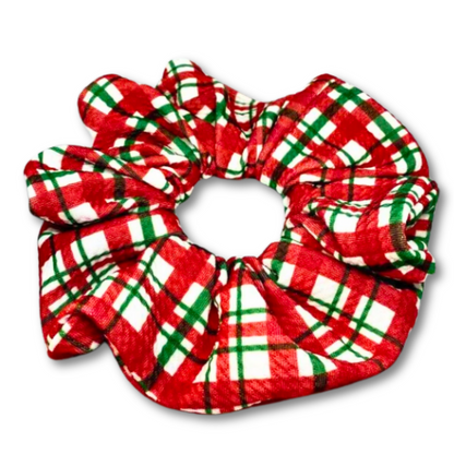 Striped Red Plaid Christmas Bullet Scrunchie