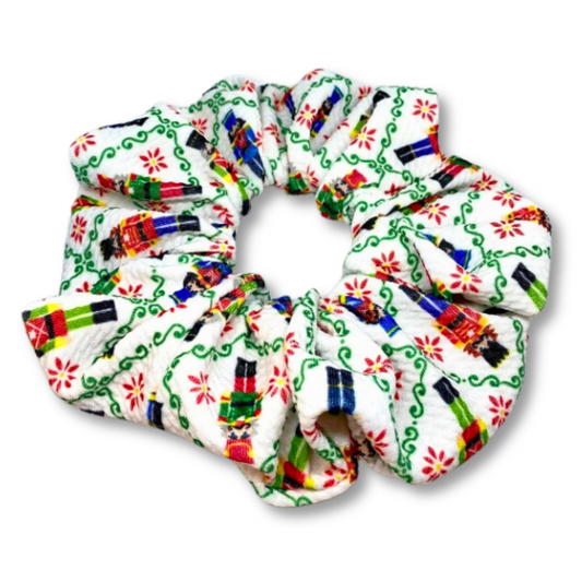 White Nutcracker Bullet Christmas Scrunchie