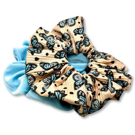Blue Butterfly Summer Scrunchie Set