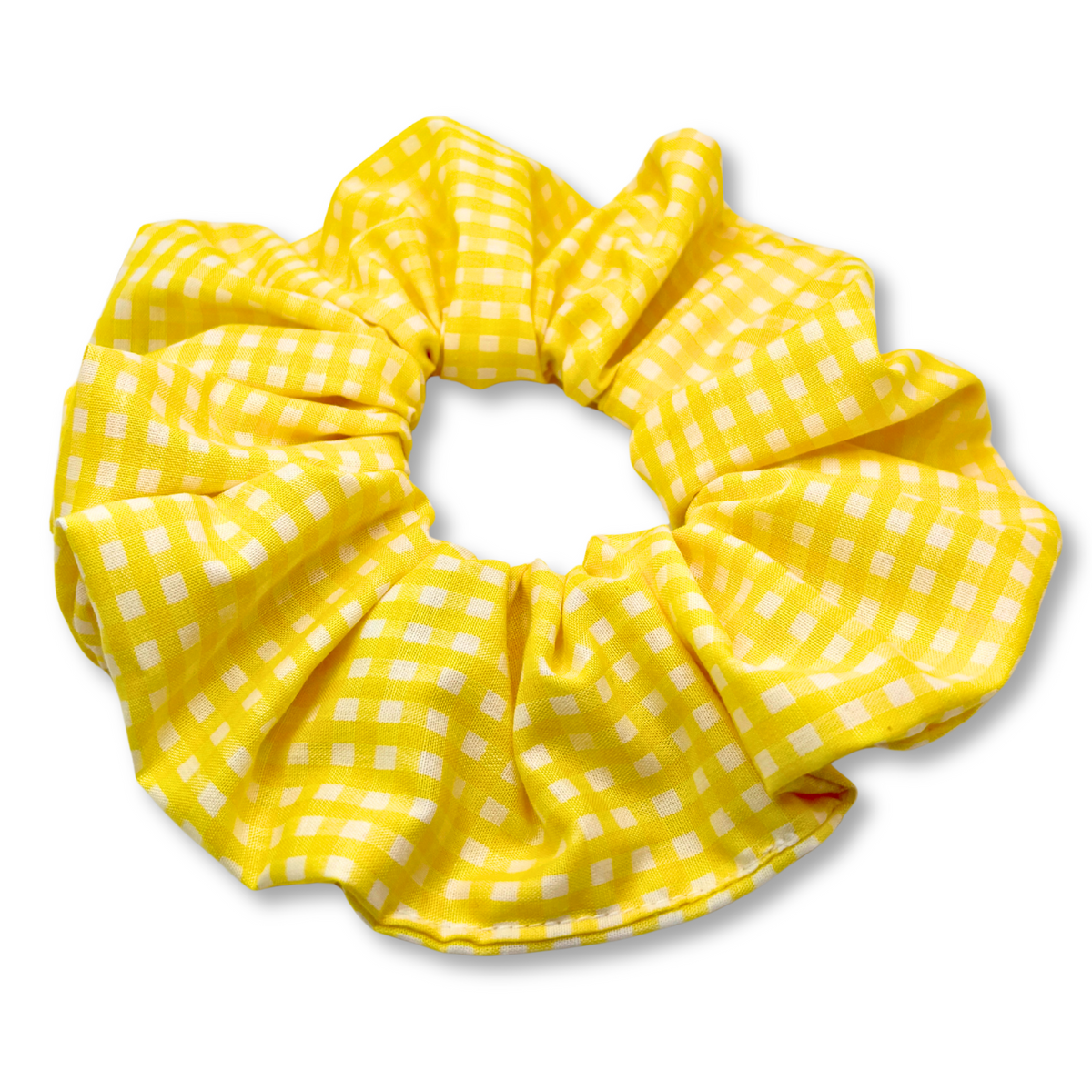 Yellow Gingham Spring Scrunchie