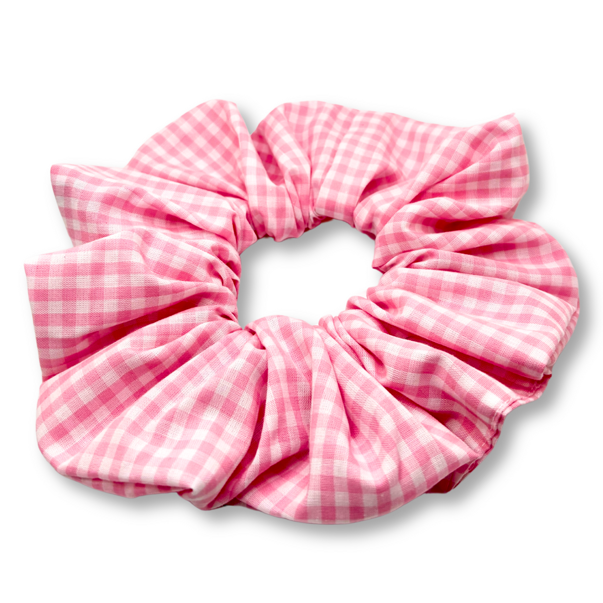 Pink Gingham Spring Scrunchie