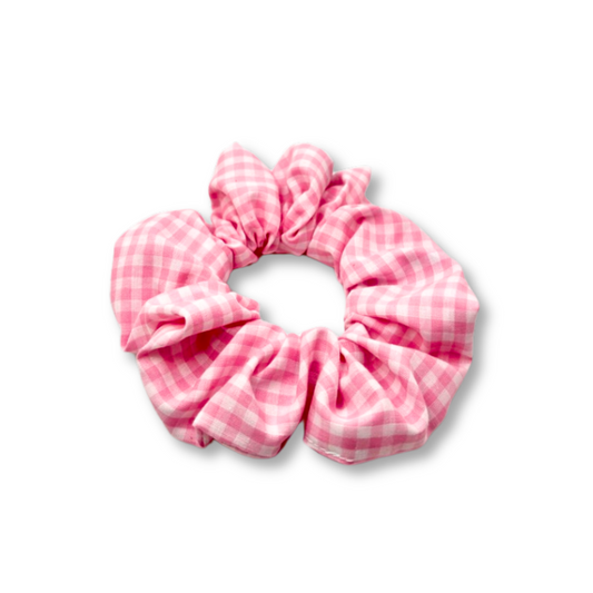Mini Pink Gingham Spring Scrunchie