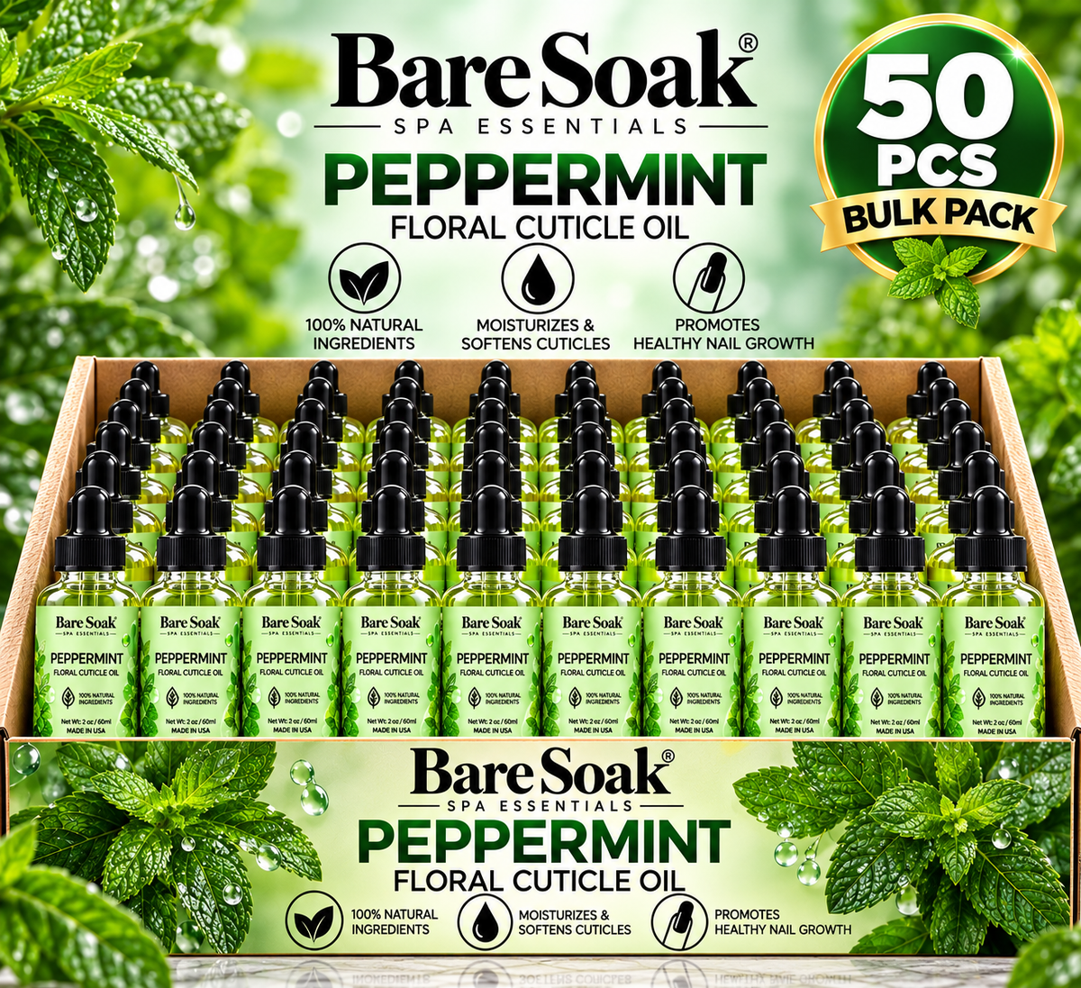 BARE SOAK CUTICLE OIL 2OZ. - PEPPERMINT