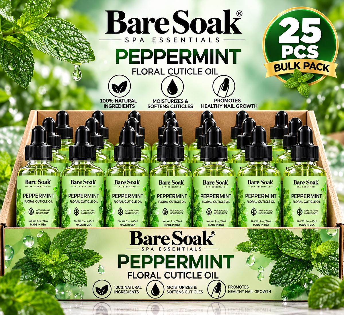 BARE SOAK CUTICLE OIL 2OZ. - PEPPERMINT