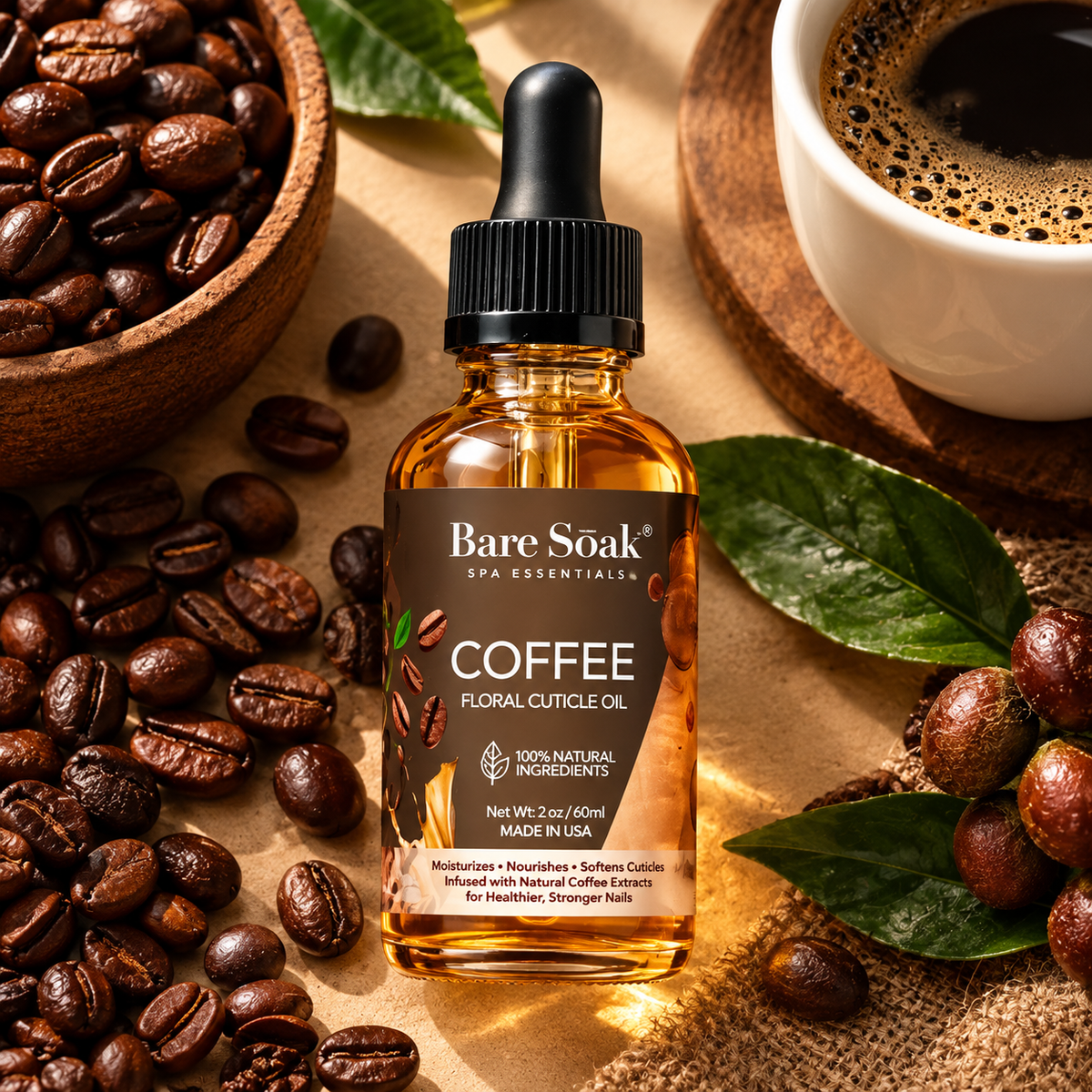 BARE SOAK CUTICLE OIL 2OZ. - COFFEE