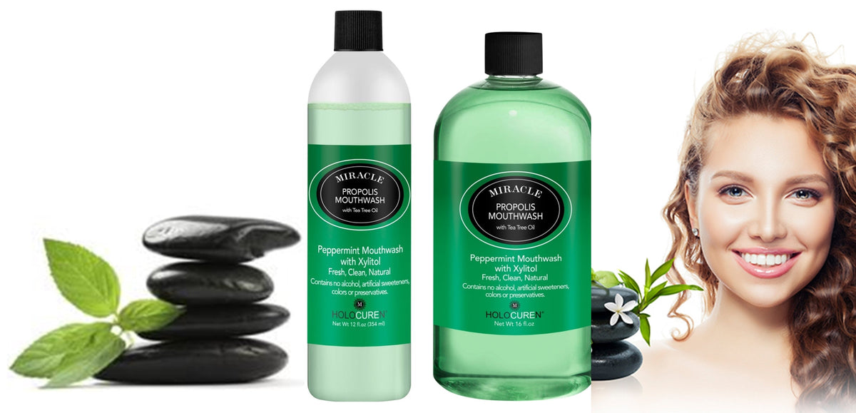 Holocuren Miracle Propolis Mouthwash with Tea Tree Oil – Fluoride-Free, 16 oz