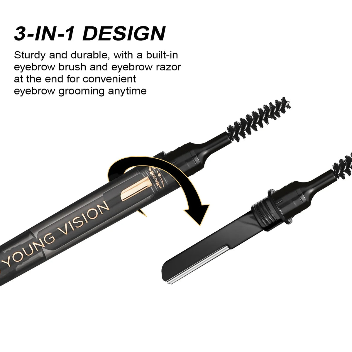 Langmanni Double headed Rotable Eyebrow Pen with a 1.5mm diameter Fine refill Waterproof Wild Eyebrow Pen and Eyebrow Brush