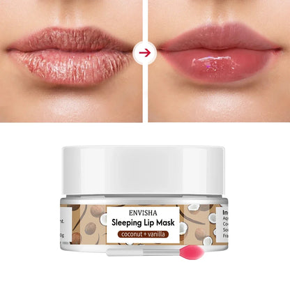 ENVISHA Coconut Lip Sleep Mask Night Sleeping Maintenance Moisturizing Fade Lines Nourishing Balm Skin Care Beauty Health 20g