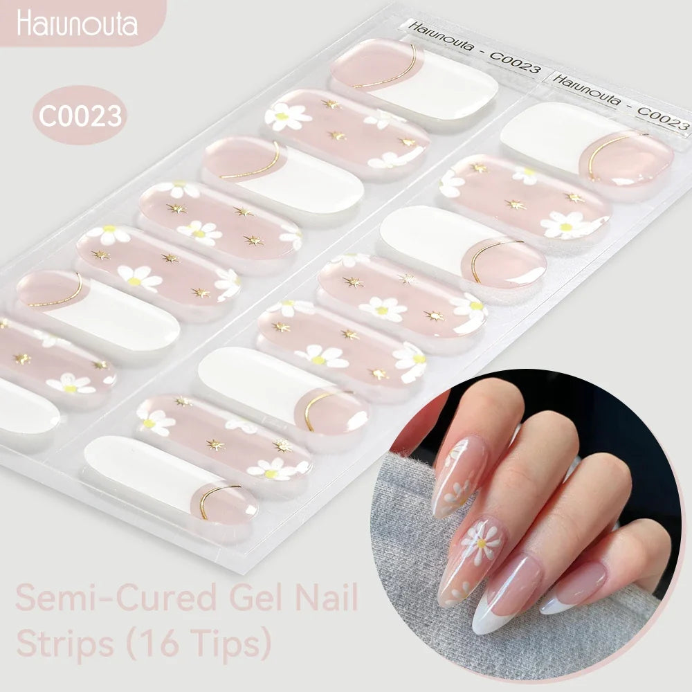 Gradient Auroras Semi Cured Gel Nail Strips Sparkly Shinning DIY Gel Polish Stickers for Nails Works with UV/LED Nail Lamps
